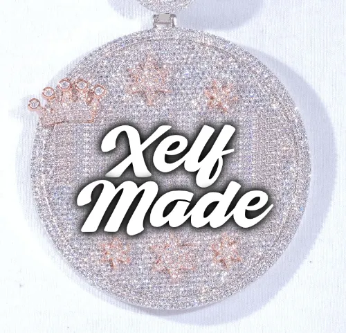 CUSTOM LETTER NECKLACE 3D BIG CROWN DISC sold by The GUU Shop