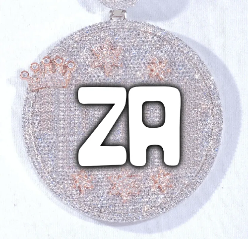 CUSTOM LETTER NECKLACE 3D BIG CROWN DISC sold by The GUU Shop