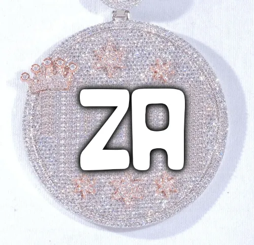 CUSTOM LETTER NECKLACE 3D BIG CROWN DISC sold by The GUU Shop