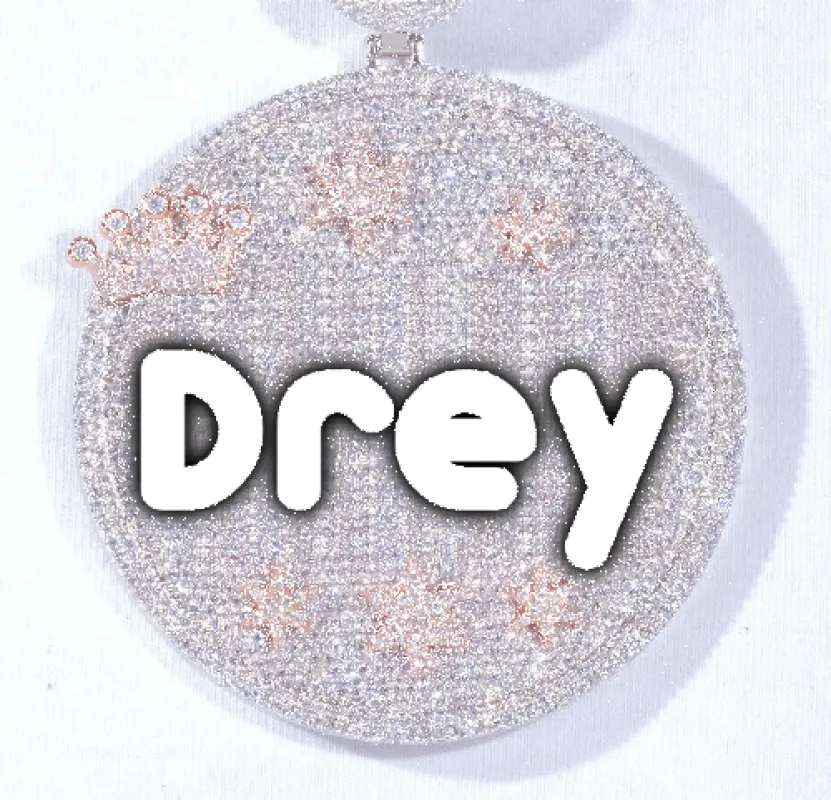 CUSTOM LETTER NECKLACE 3D BIG CROWN DISC sold by The GUU Shop