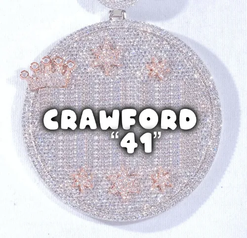 CUSTOM LETTER NECKLACE 3D BIG CROWN DISC sold by The GUU Shop