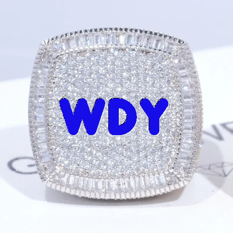 CUSTOM LETTER 3D ICED RING sold by The GUU Shop