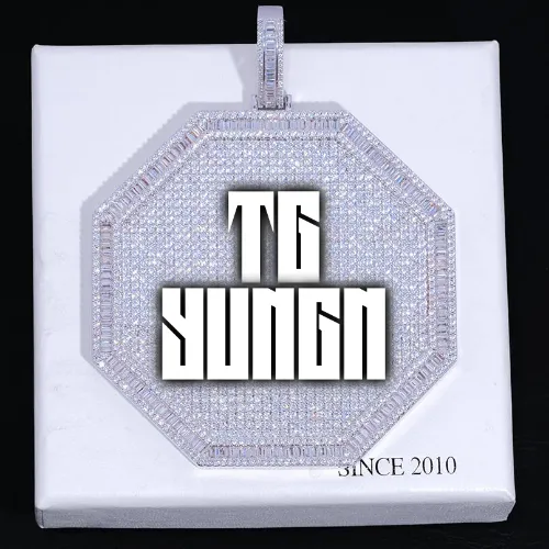 CUSTOM LETTER NECKLACE 3D BIG OCTAGON sold by The GUU Shop