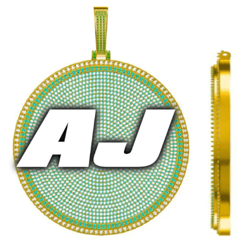 CUSTOM LETTER NECKLACE 3D BIG DISC sold by The GUU Shop