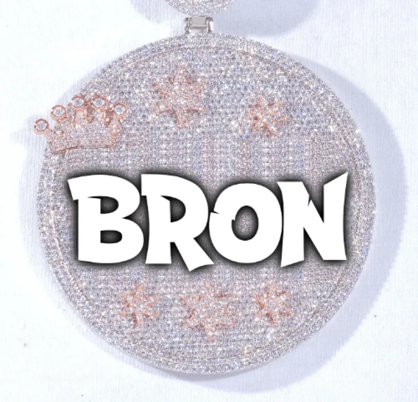 CUSTOM LETTER NECKLACE 3D BIG CROWN DISC sold by The GUU Shop