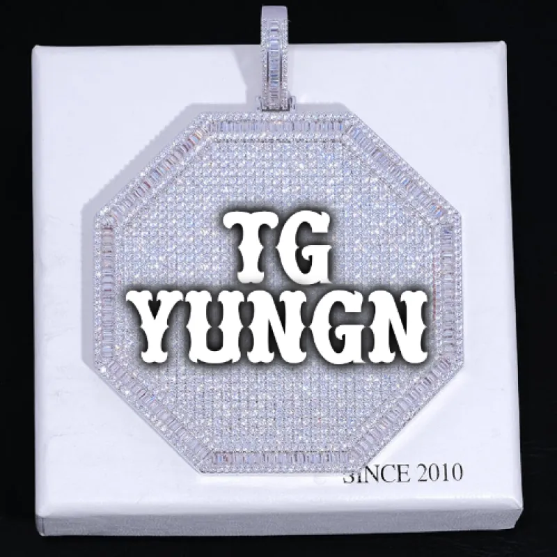 CUSTOM LETTER NECKLACE 3D BIG OCTAGON sold by The GUU Shop