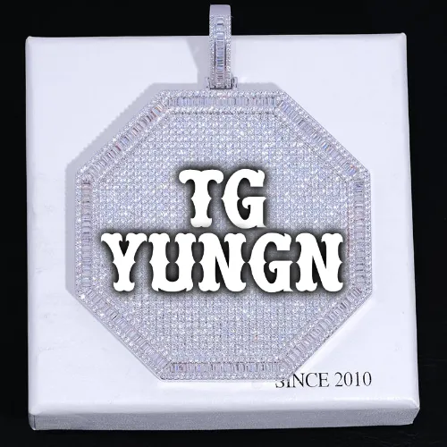 CUSTOM LETTER NECKLACE 3D BIG OCTAGON sold by The GUU Shop