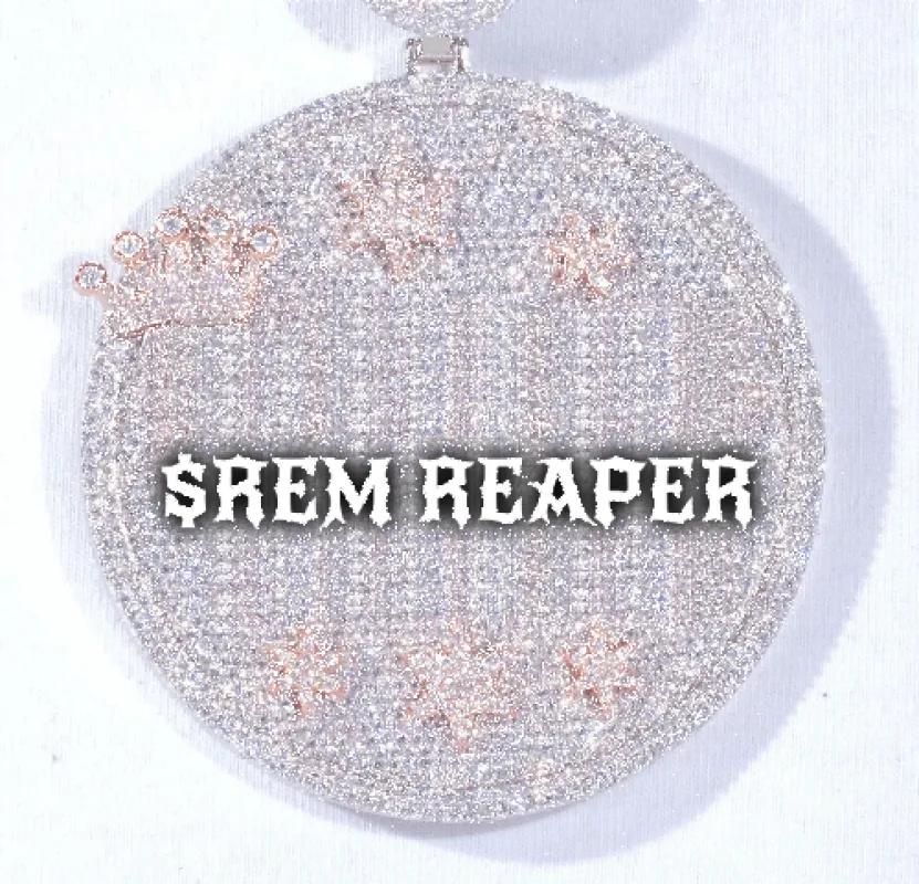 CUSTOM LETTER NECKLACE 3D BIG CROWN DISC sold by The GUU Shop