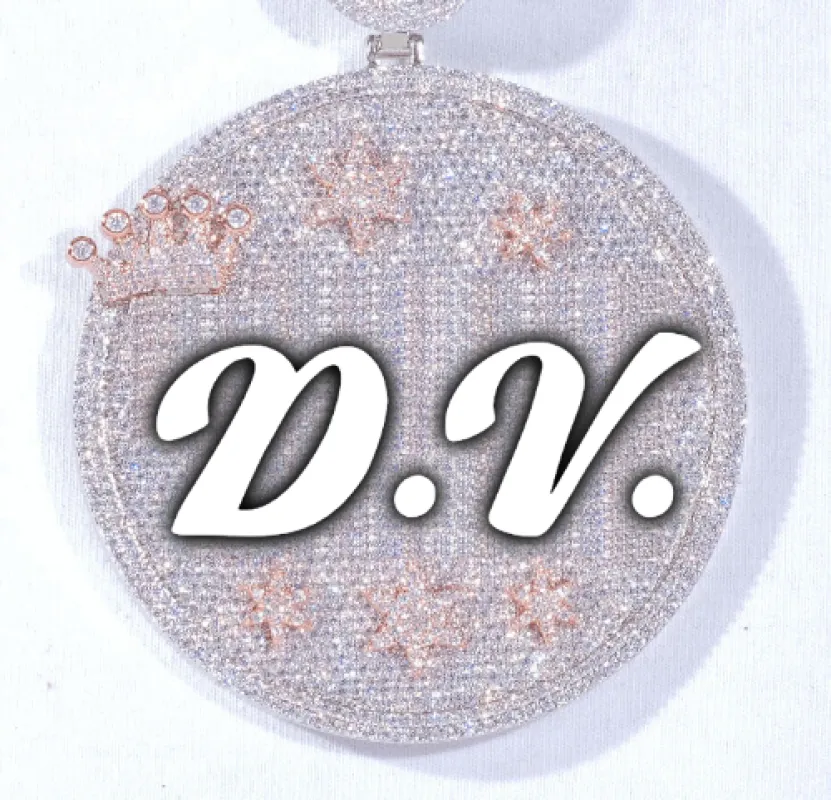 CUSTOM LETTER NECKLACE 3D BIG CROWN DISC sold by The GUU Shop