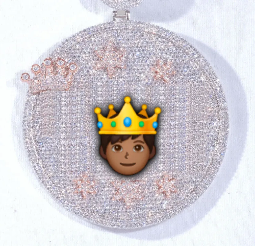 CUSTOM LETTER NECKLACE 3D BIG CROWN DISC sold by The GUU Shop