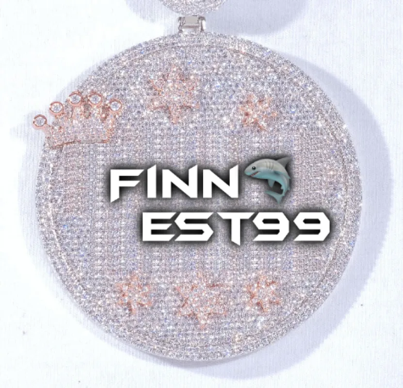 CUSTOM LETTER NECKLACE 3D BIG CROWN DISC sold by The GUU Shop