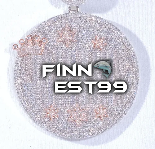 CUSTOM LETTER NECKLACE 3D BIG CROWN DISC sold by The GUU Shop