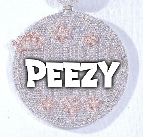 CUSTOM LETTER NECKLACE 3D BIG CROWN DISC sold by The GUU Shop