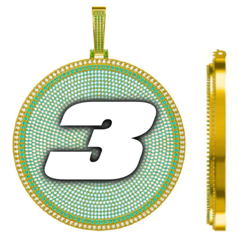 CUSTOM LETTER NECKLACE 3D BIG DISC sold by The GUU Shop