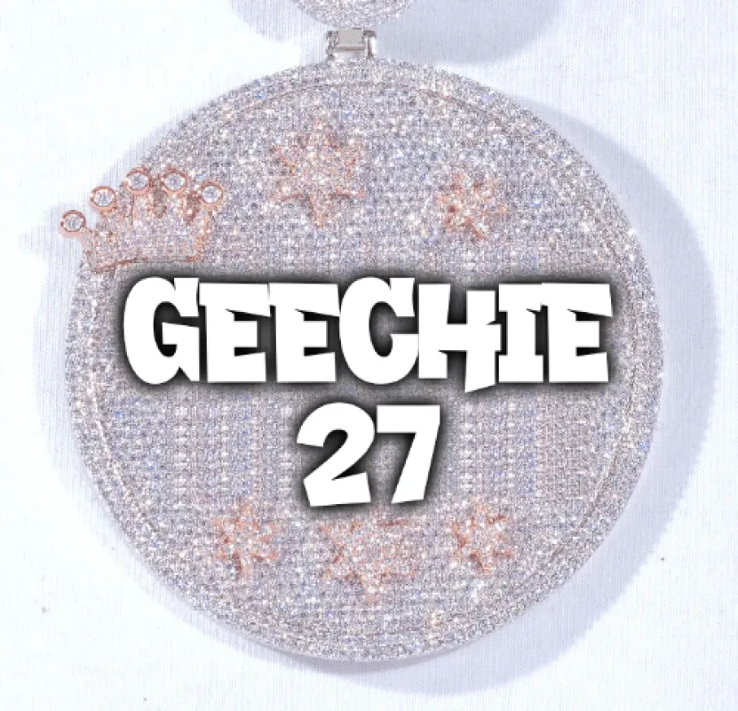 CUSTOM LETTER NECKLACE 3D BIG CROWN DISC sold by The GUU Shop