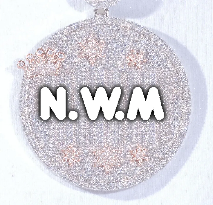 CUSTOM LETTER NECKLACE 3D BIG CROWN DISC sold by The GUU Shop