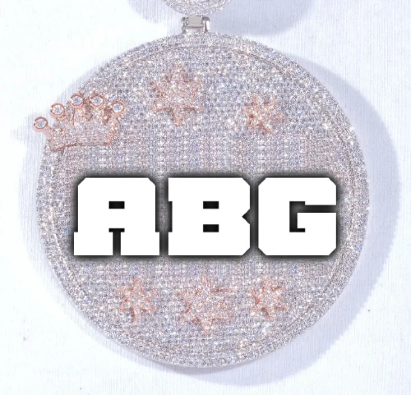 CUSTOM LETTER NECKLACE 3D BIG CROWN DISC sold by The GUU Shop