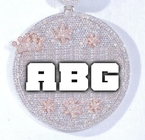 CUSTOM LETTER NECKLACE 3D BIG CROWN DISC sold by The GUU Shop