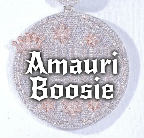 CUSTOM LETTER NECKLACE 3D BIG CROWN DISC sold by The GUU Shop