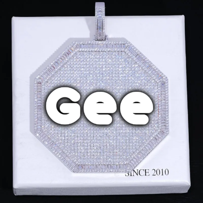CUSTOM LETTER NECKLACE 3D BIG OCTAGON sold by The GUU Shop