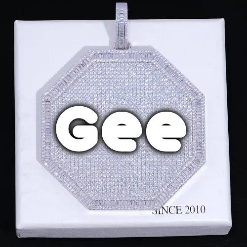 CUSTOM LETTER NECKLACE 3D BIG OCTAGON sold by The GUU Shop