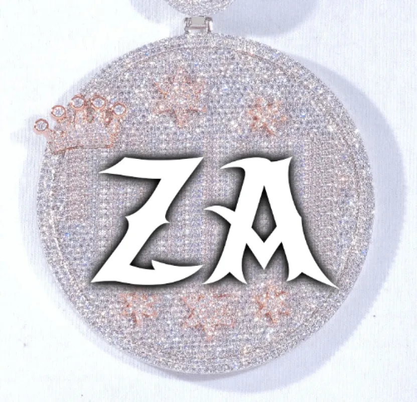 CUSTOM LETTER NECKLACE 3D BIG CROWN DISC sold by The GUU Shop