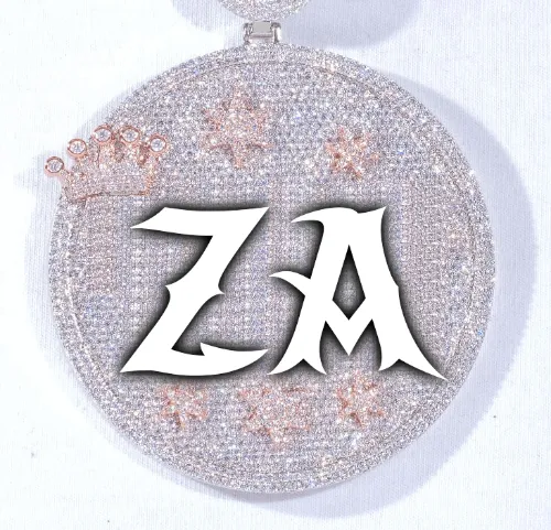 CUSTOM LETTER NECKLACE 3D BIG CROWN DISC sold by The GUU Shop