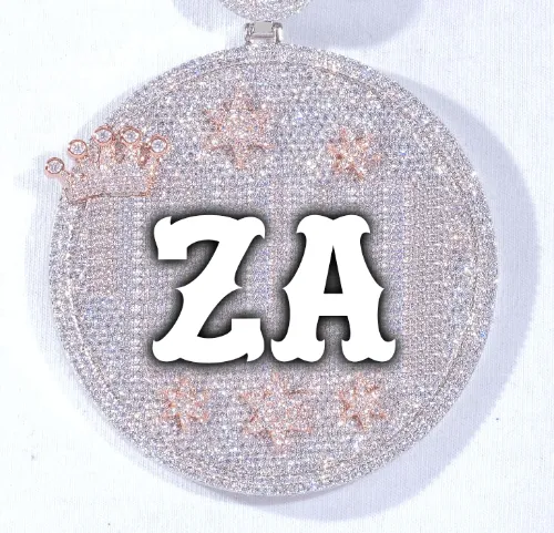 CUSTOM LETTER NECKLACE 3D BIG CROWN DISC sold by The GUU Shop