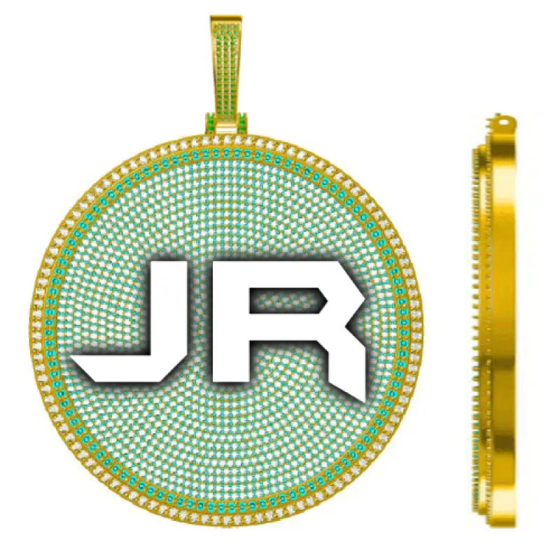 CUSTOM LETTER NECKLACE 3D BIG DISC sold by The GUU Shop