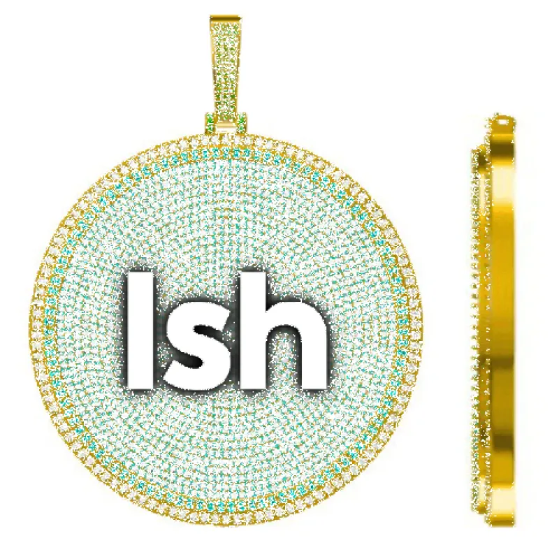 CUSTOM LETTER NECKLACE 3D BIG DISC sold by The GUU Shop