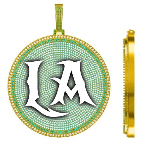 CUSTOM LETTER NECKLACE 3D BIG DISC sold by The GUU Shop