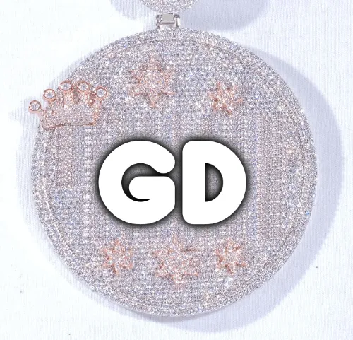 CUSTOM LETTER NECKLACE 3D BIG CROWN DISC sold by The GUU Shop
