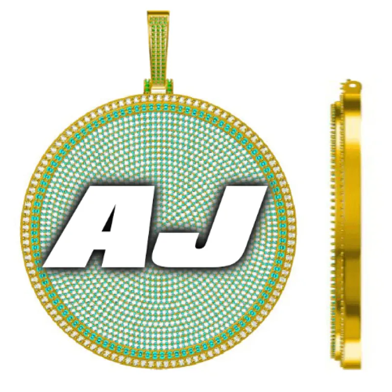 CUSTOM LETTER NECKLACE 3D BIG DISC sold by The GUU Shop