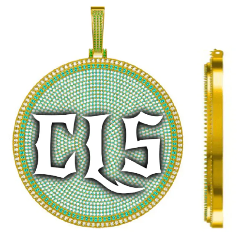 CUSTOM LETTER NECKLACE 3D BIG DISC sold by The GUU Shop