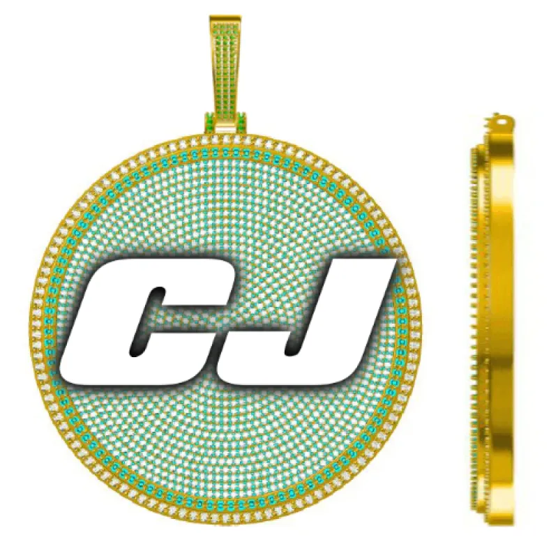 CUSTOM LETTER NECKLACE 3D BIG DISC sold by The GUU Shop