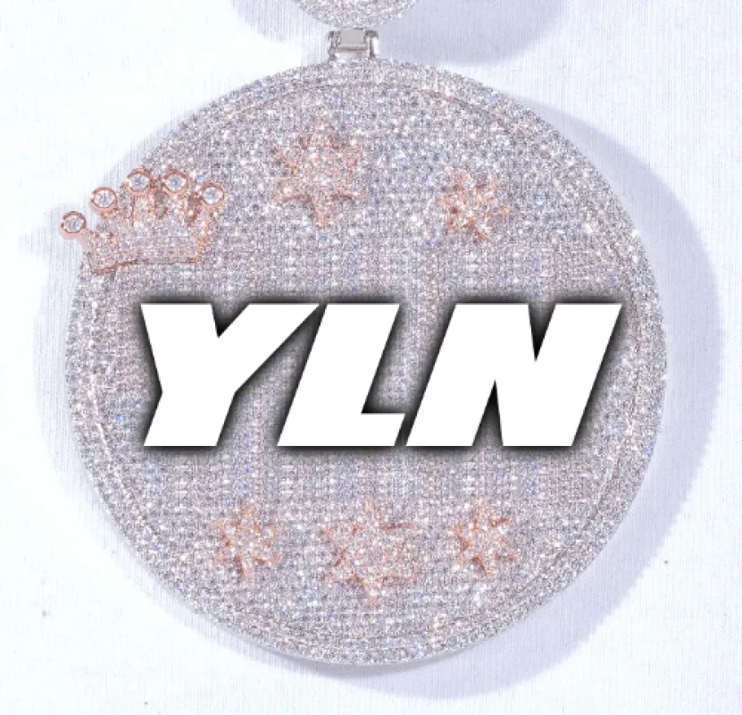 CUSTOM LETTER NECKLACE 3D BIG CROWN DISC made by The GUU Shop