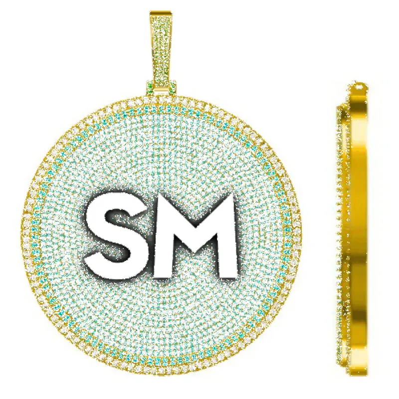 CUSTOM LETTER NECKLACE 3D BIG DISC sold by The GUU Shop