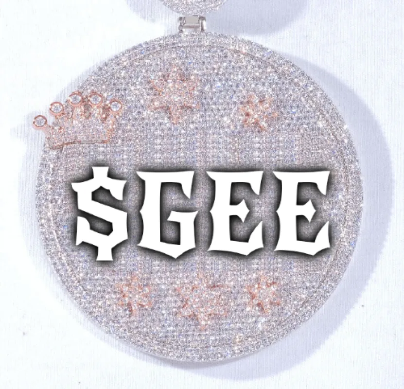 CUSTOM LETTER NECKLACE 3D BIG CROWN DISC sold by The GUU Shop