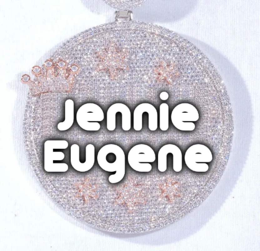 CUSTOM LETTER NECKLACE 3D BIG CROWN DISC sold by The GUU Shop