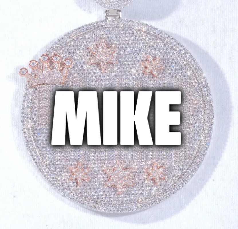 CUSTOM LETTER NECKLACE 3D BIG CROWN DISC sold by The GUU Shop