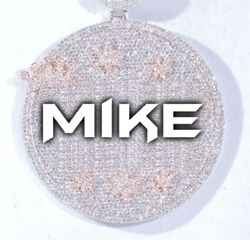 CUSTOM LETTER NECKLACE 3D BIG CROWN DISC sold by The GUU Shop