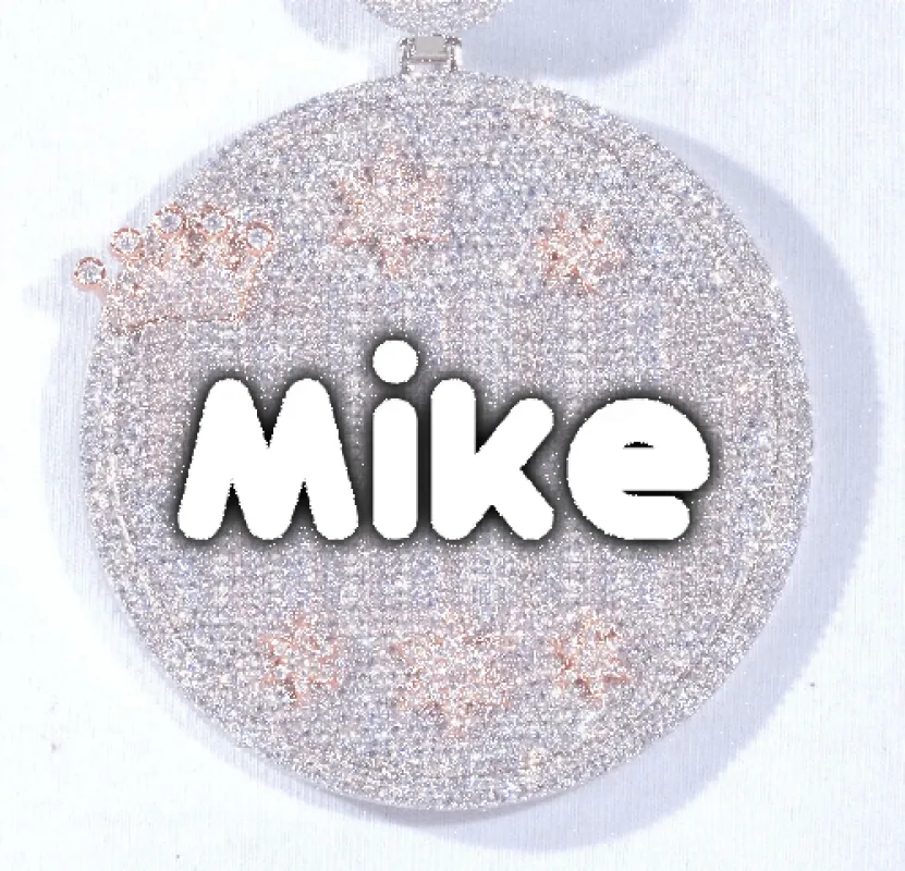 CUSTOM LETTER NECKLACE 3D BIG CROWN DISC sold by The GUU Shop