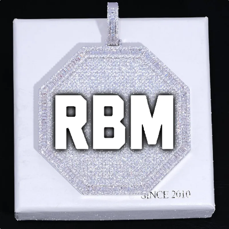 CUSTOM LETTER NECKLACE 3D BIG OCTAGON sold by The GUU Shop