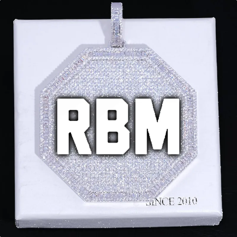 CUSTOM LETTER NECKLACE 3D BIG OCTAGON sold by The GUU Shop