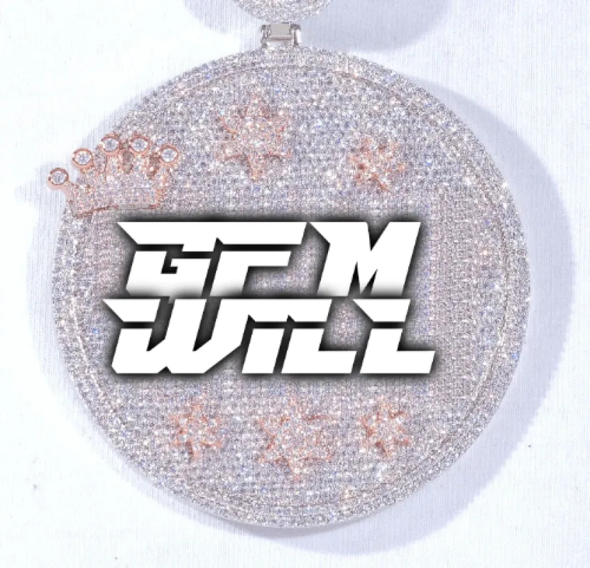 CUSTOM LETTER NECKLACE 3D BIG CROWN DISC sold by The GUU Shop