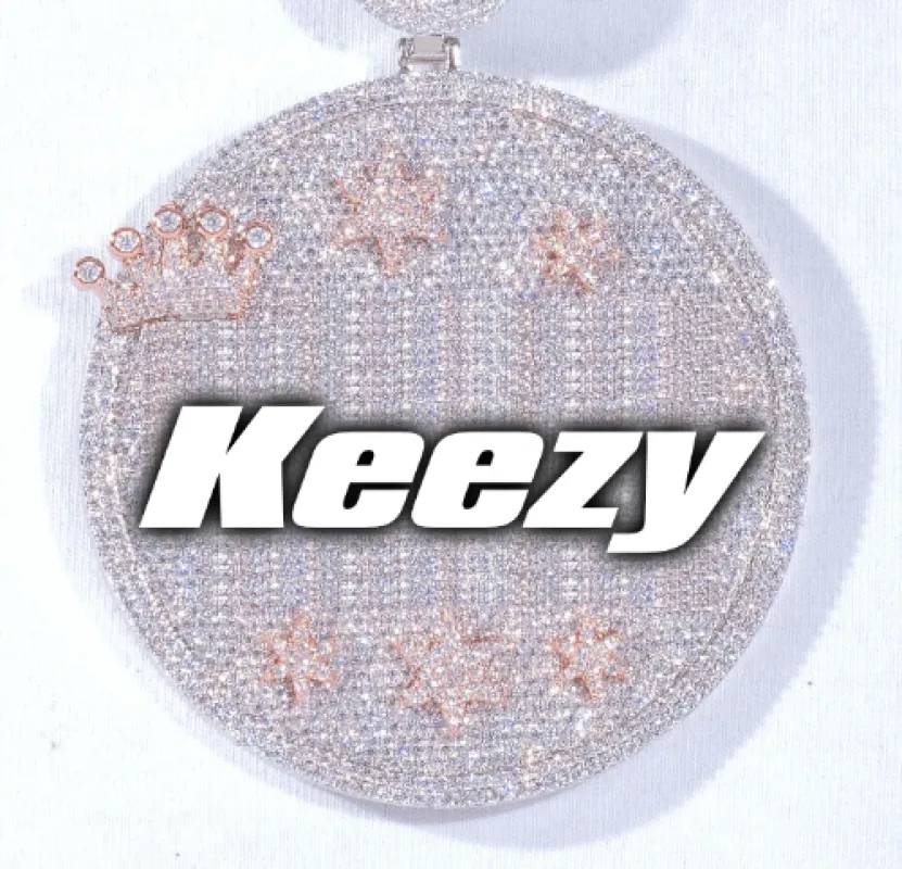 CUSTOM LETTER NECKLACE 3D BIG CROWN DISC sold by The GUU Shop