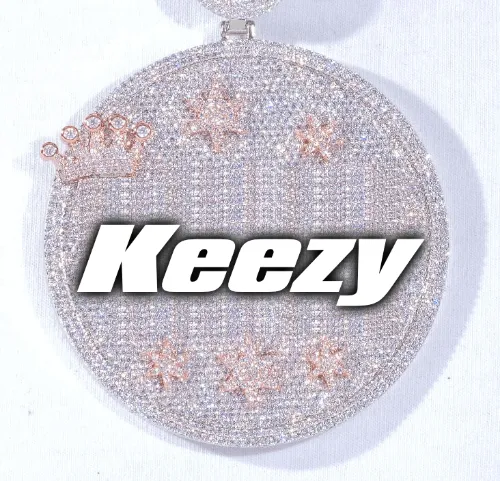 CUSTOM LETTER NECKLACE 3D BIG CROWN DISC sold by The GUU Shop