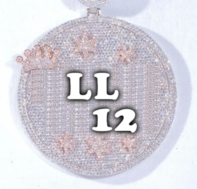 CUSTOM LETTER NECKLACE 3D BIG CROWN DISC sold by The GUU Shop