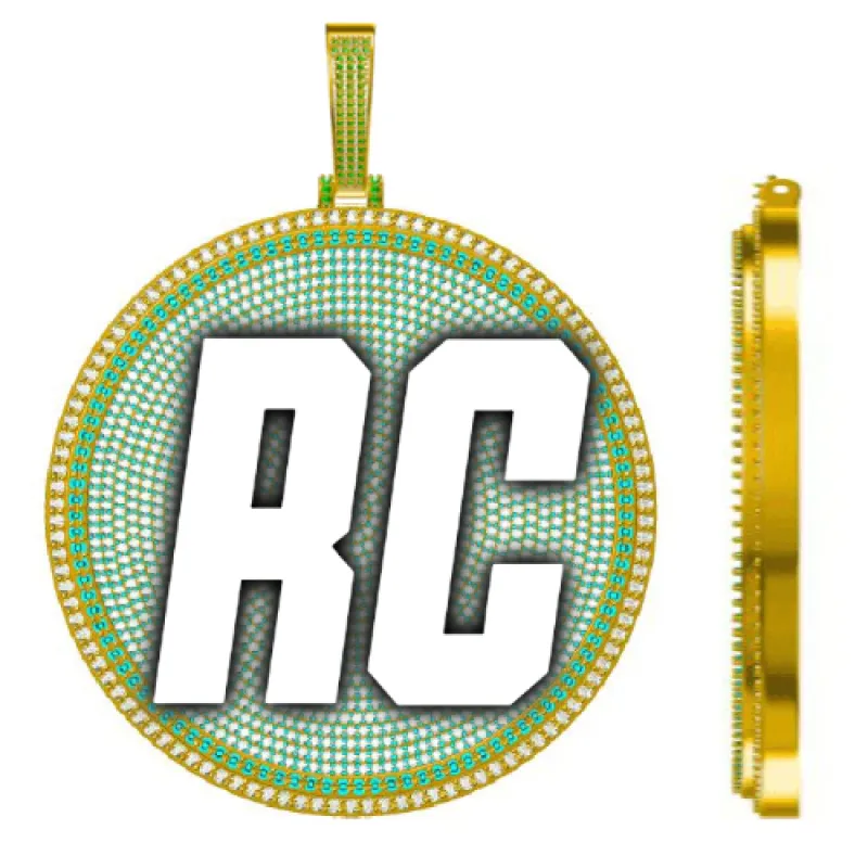 CUSTOM LETTER NECKLACE 3D BIG DISC sold by The GUU Shop