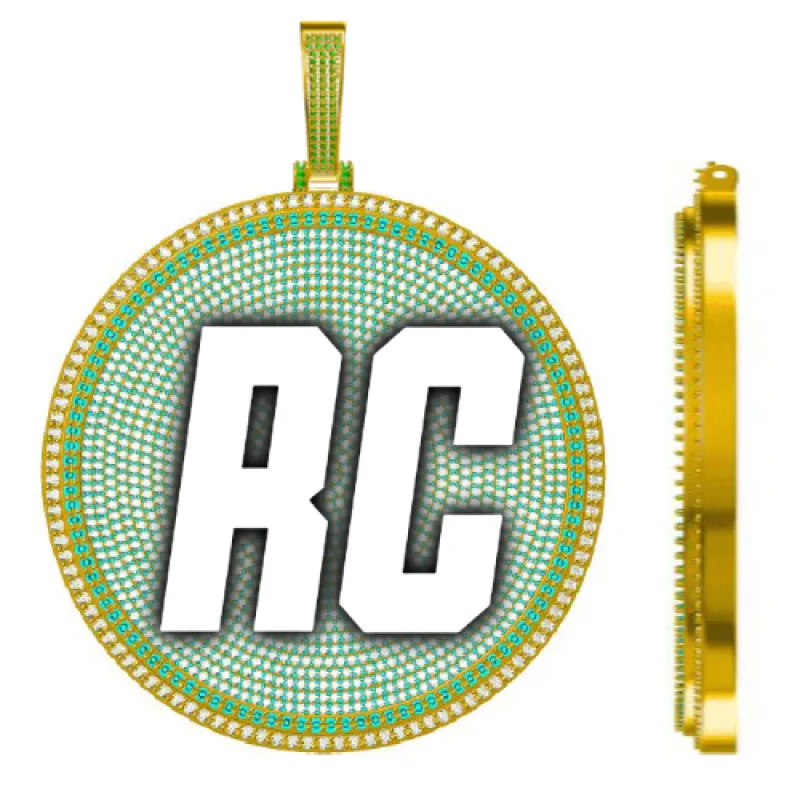 CUSTOM LETTER NECKLACE 3D BIG DISC sold by The GUU Shop